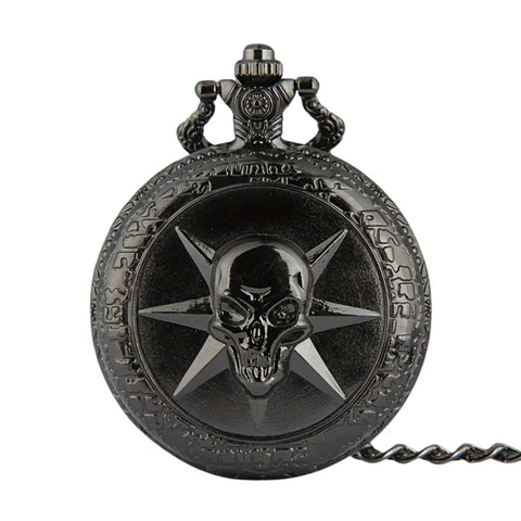 Schwarze Totenkopf-Taschenuhr