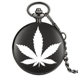 Taschenuhr Schwarz Cannabis-Blatt