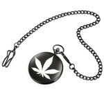 Taschenuhr Schwarz Cannabis-Blatt